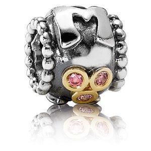 RETIRED Authentic Pandora 14K Gold and Sterling Silver Mom Charm